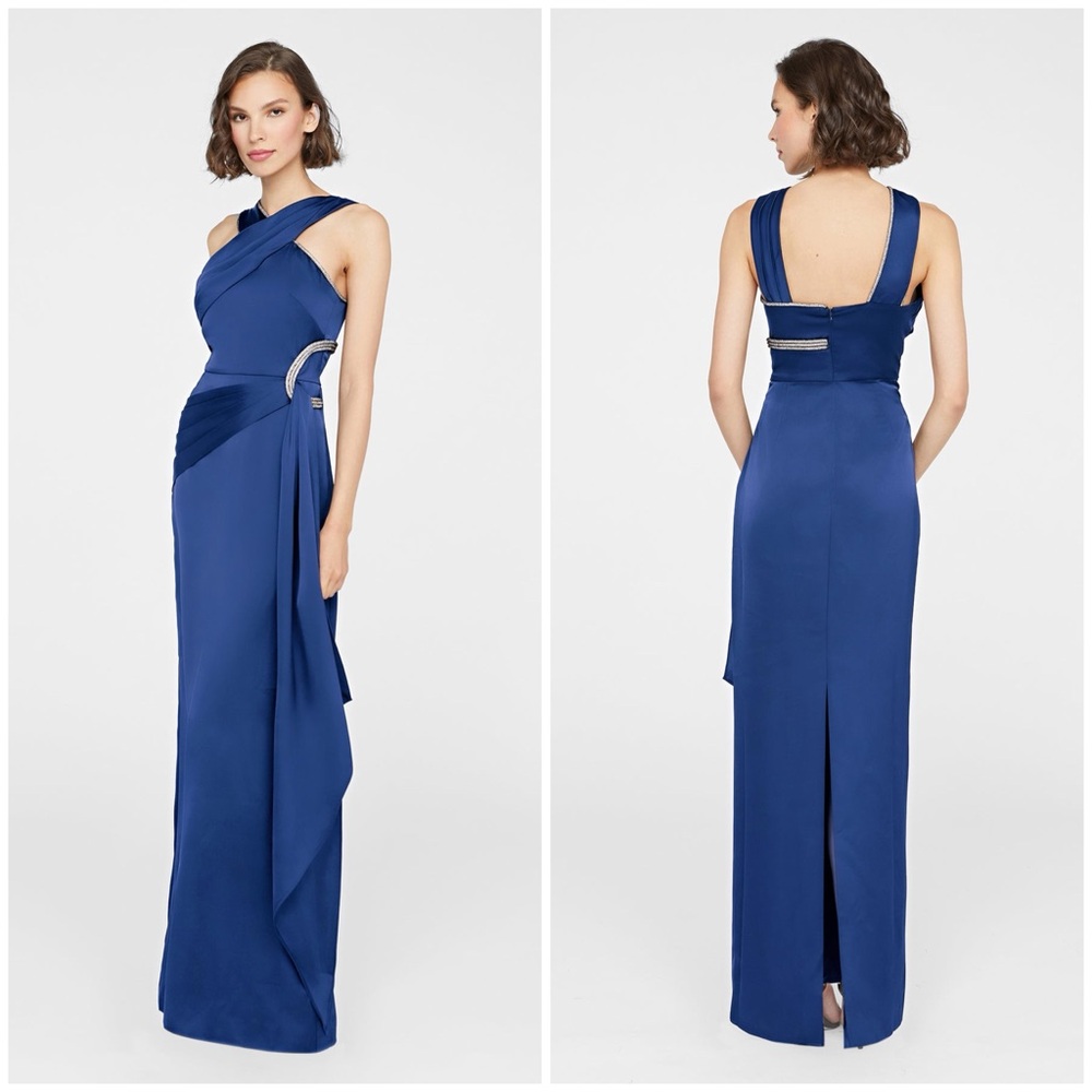 Theia One Shoulder Blue Gown